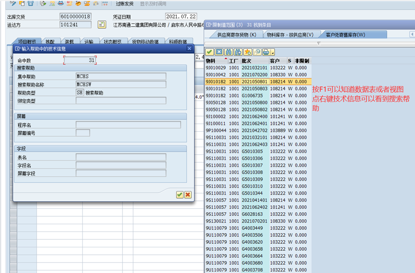 VL02N交货批次搜索帮助新增非主键字段
